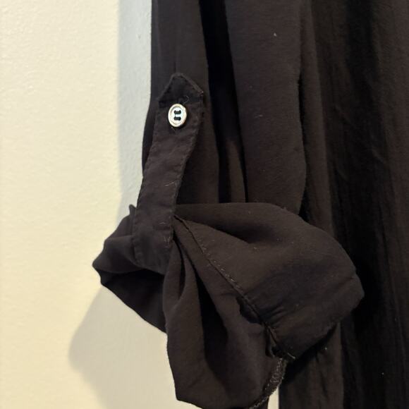 Atmosphere Top Small Black Roll Tab Sleeve Classic Casual Capsule Staple - Picture 6 of 12